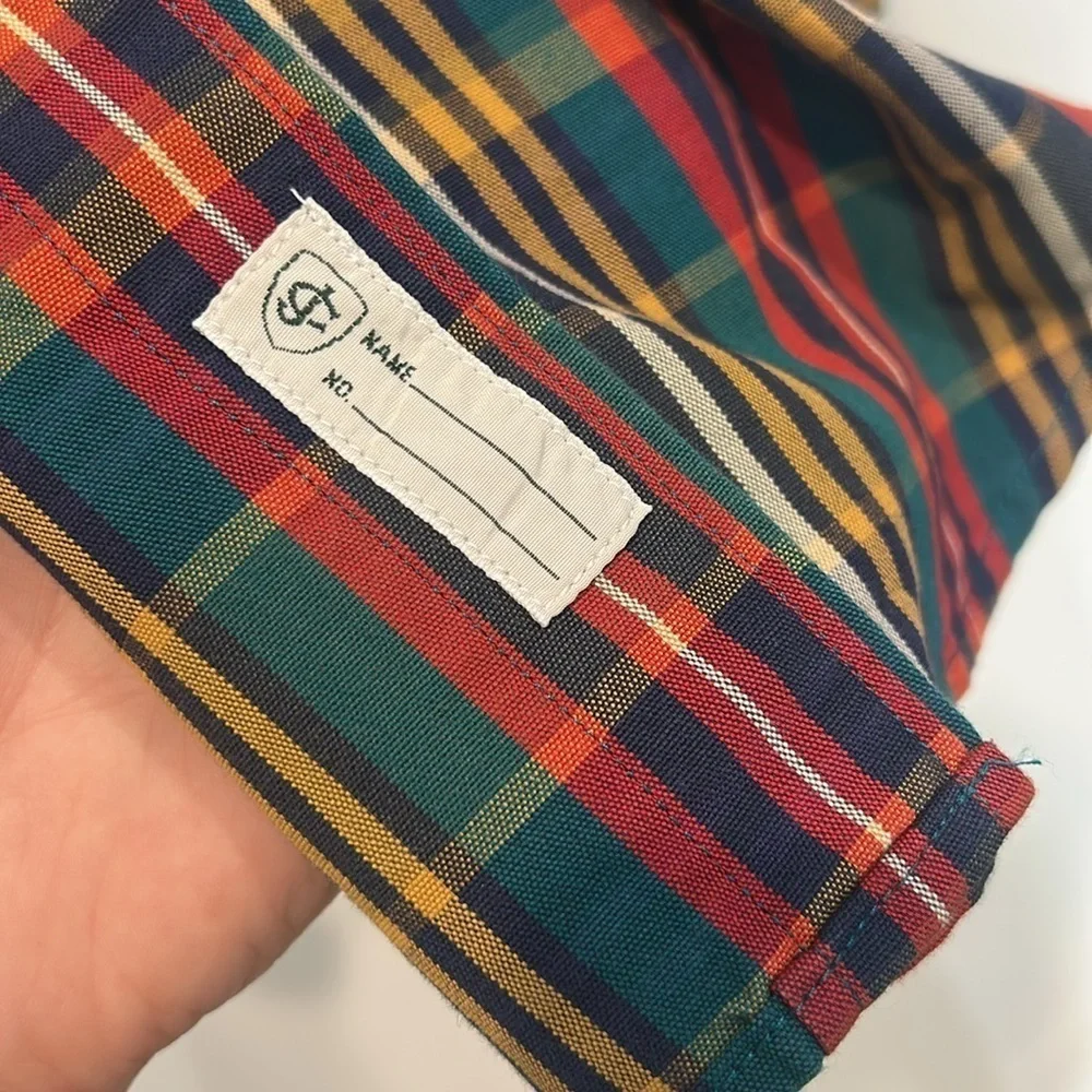 J. Crew Red oarsman vintage plaid Button Down Shirt men’s large red green yellow